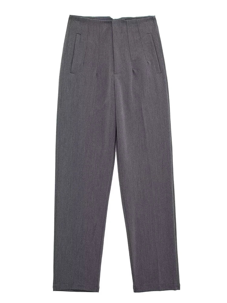 Spodnie Damskie – Wysoka Talia z Vintage Akcentem, Elegancki Styl 5