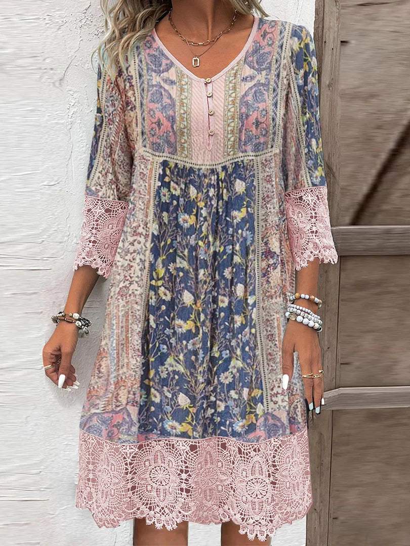 Stylowa Sukienka-Tunika – Boho Kwiatowy Wzór na Letnie Dni 0