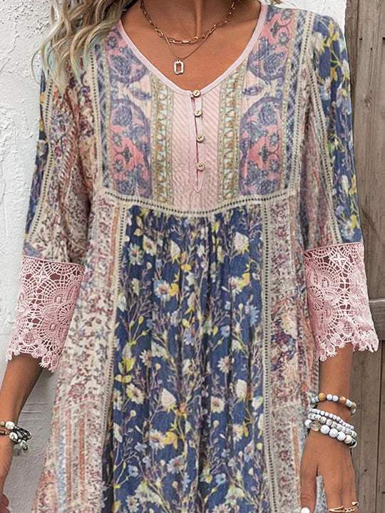 Stylowa Sukienka-Tunika – Boho Kwiatowy Wzór na Letnie Dni 2