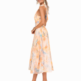Stylowa Sukienka Halter – Artystyczny Akwarelowy Nadruk i Elegancja 2