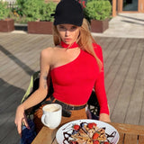 Stylowe Body z Rękawem – Asymetryczny Krój z Chokerem do Codziennych Stylizacji 2