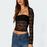 Stylowe Topy Damskie – Elegancki Dwuczęściowy Koronkowy Zestaw 2