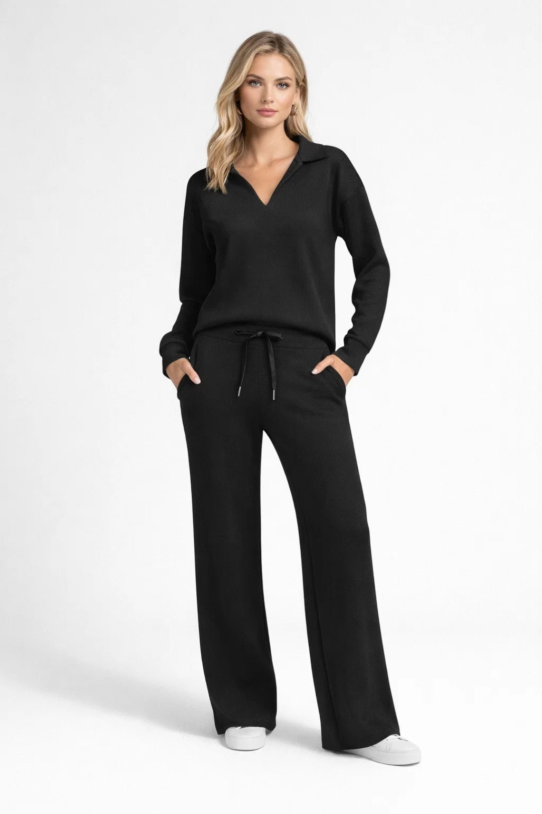 Stylowy Dres – Wygodny Sweter Polo z Luźnymi Spodniami 1