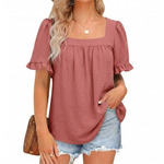 Stylowy Top Letni – Kwadratowy Dekolt i Bufki dla Elegancji 9