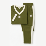 Stylowy Zestaw Casual – Kontrastowy Dekolt i Wygodne Spodnie 10
