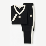 Stylowy Zestaw Casual – Kontrastowy Dekolt i Wygodne Spodnie 9