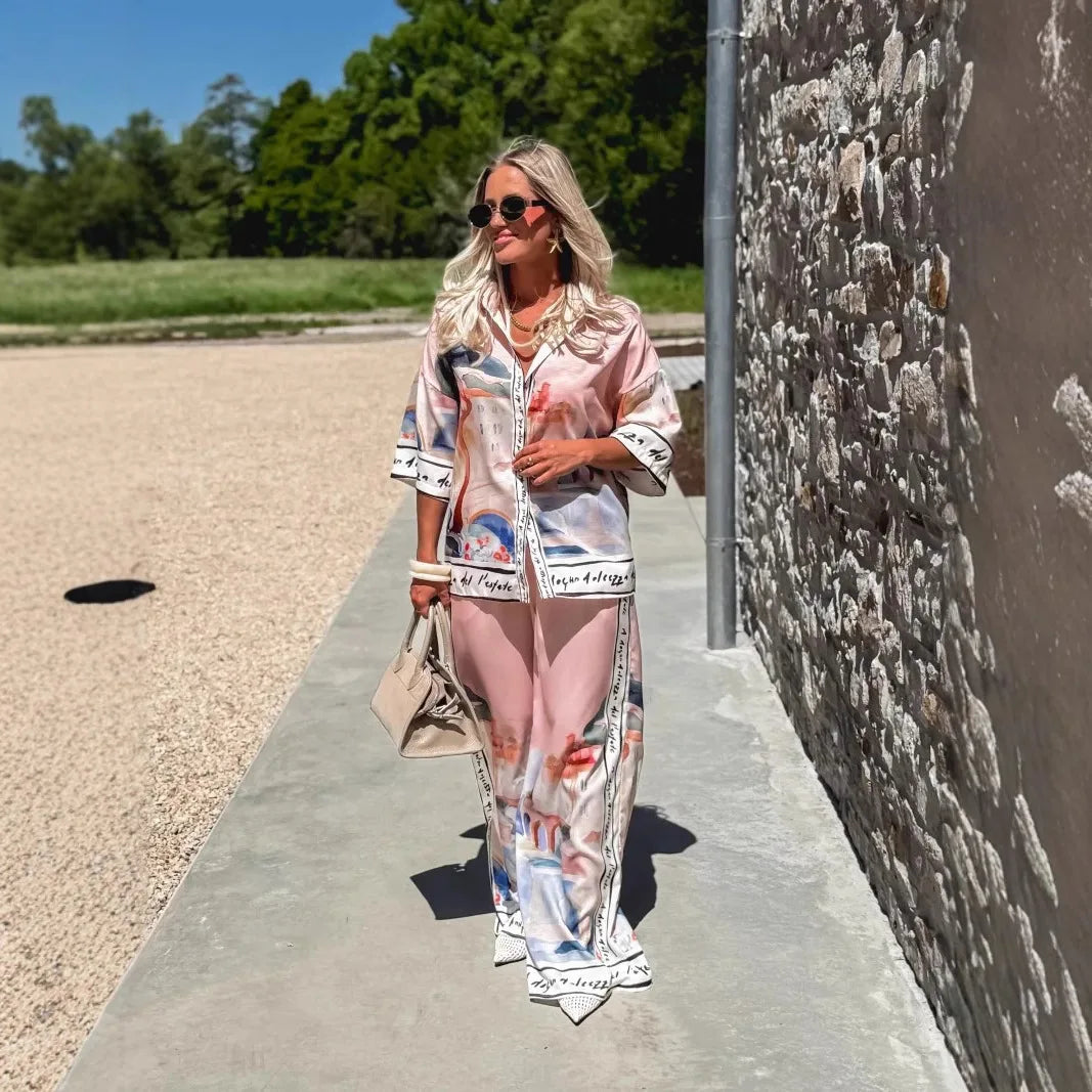 Stylowy Zestaw dla Kobiet – Elegancka Koszula z Spodniami na Codzienną Stylizację 1