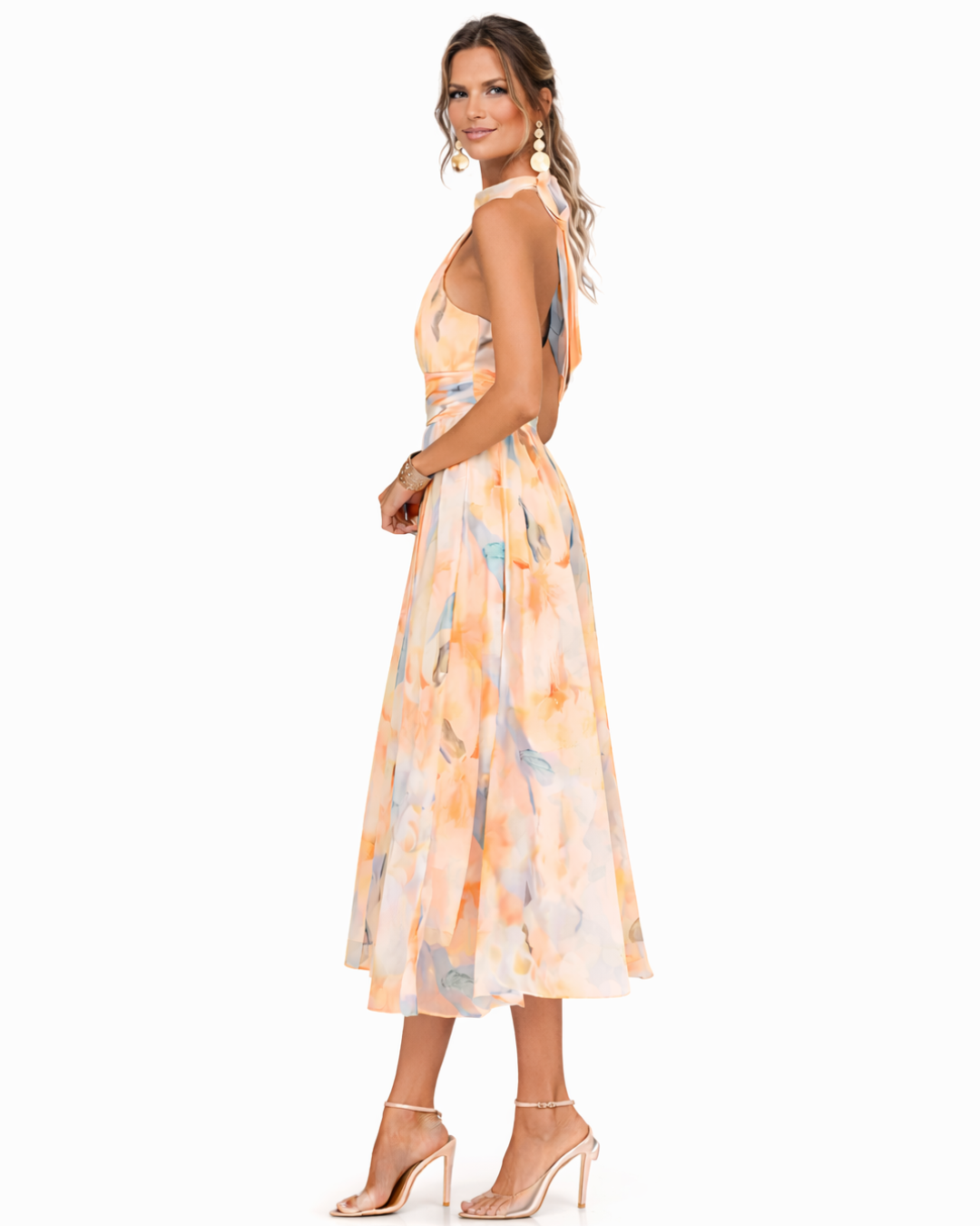 Sukienka Damska Halter – Elegancki Akwarelowy Design na Lato 3