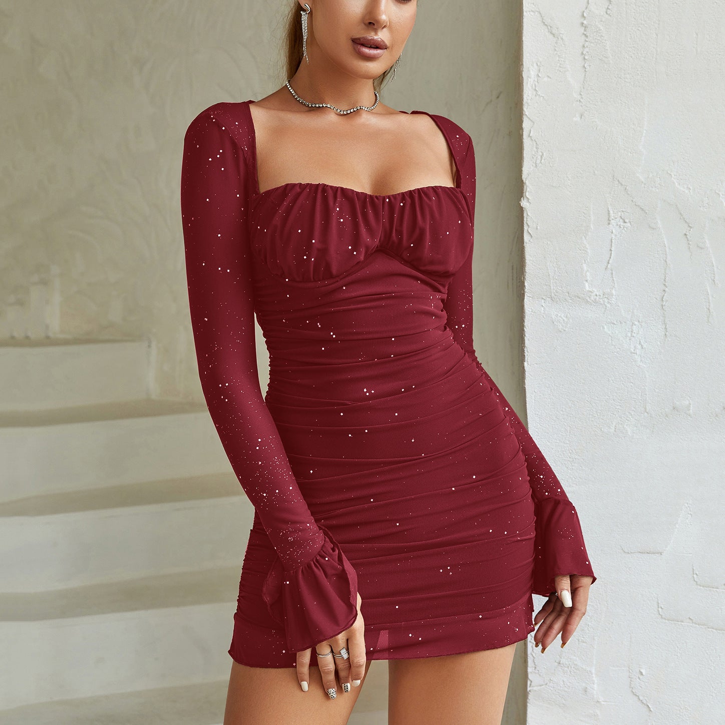 Sukienka Damska Mini – Elegancka Przezroczystość na Wesele 0