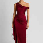 Sukienka Maxi – Asymetryczny Krój z Drapowaniem na Wesele 0