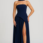 Sukienka Maxi – Elegancka Bez Ramiączek na Wesele z Rozcięciem 4