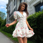 Sukienki Letnie Mini – Bufiaste Rękawy i Elegancki Dekolt 2