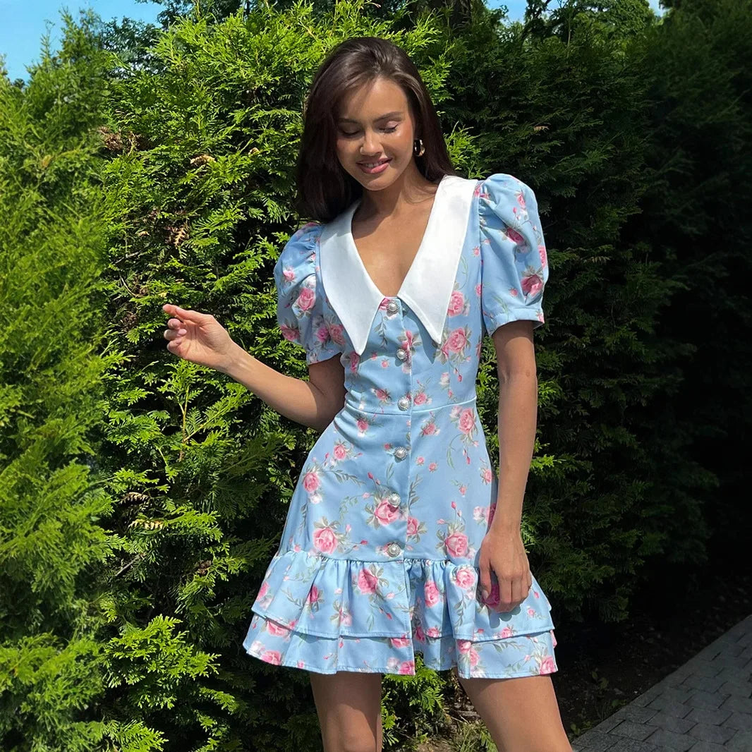 Sukienki Letnie Mini – Bufiaste Rękawy i Elegancki Dekolt 8