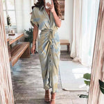 Sukienki Letnie – Elegancka Satynowa Sukienka Koszulowa Na Każdą Okazję 2