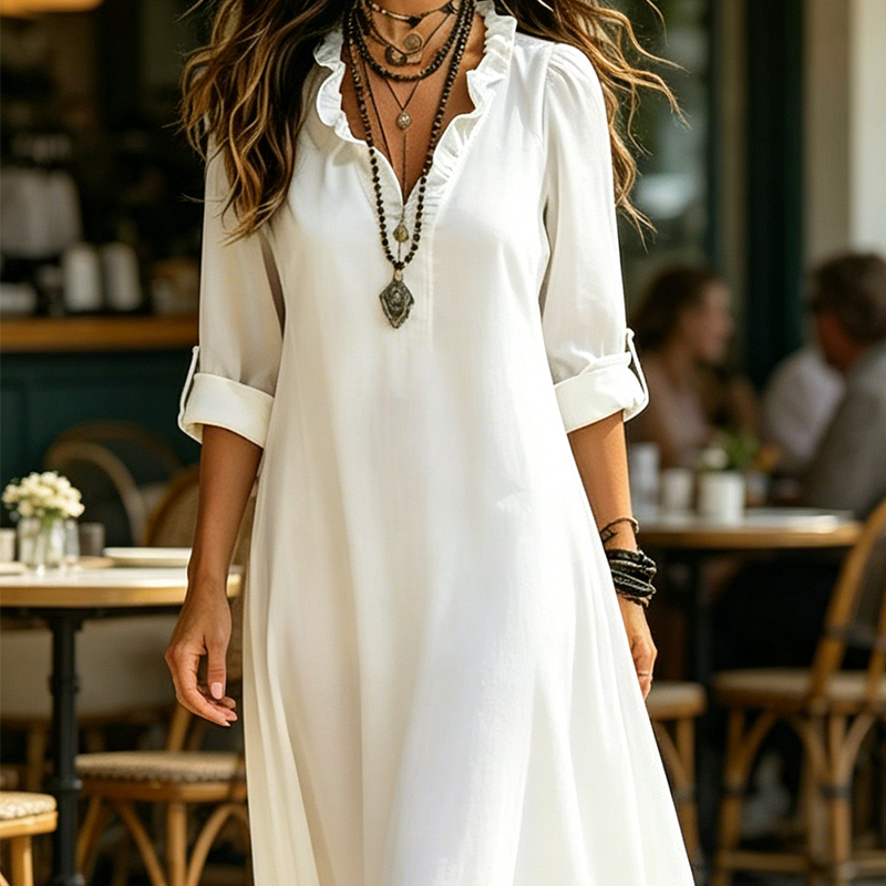 Sukienki Maxi Boho – Elegancki Dekolt w Serek na Letnie Dni 4