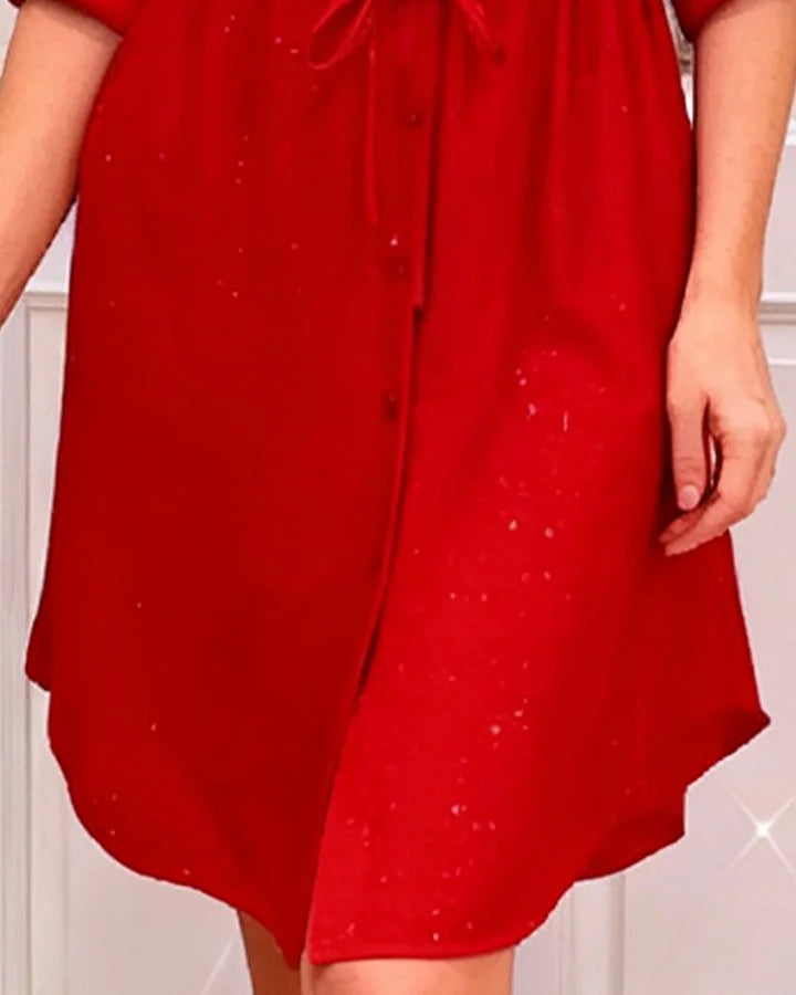 Sukienki Na Wesele – Elegancka Czerwona Sukienka Koszulowa 2