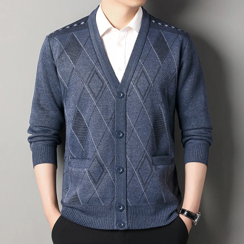 Sweter Męski Rozpinany – Elegancki Dekolt w Serek na Chłodne Dni 4