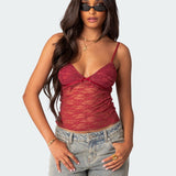 Top Damski na Ramiączkach – Elegancka Koronka do Noszenia pod Marynarkę 0