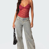 Top Damski na Ramiączkach – Elegancka Koronka do Noszenia pod Marynarkę 4