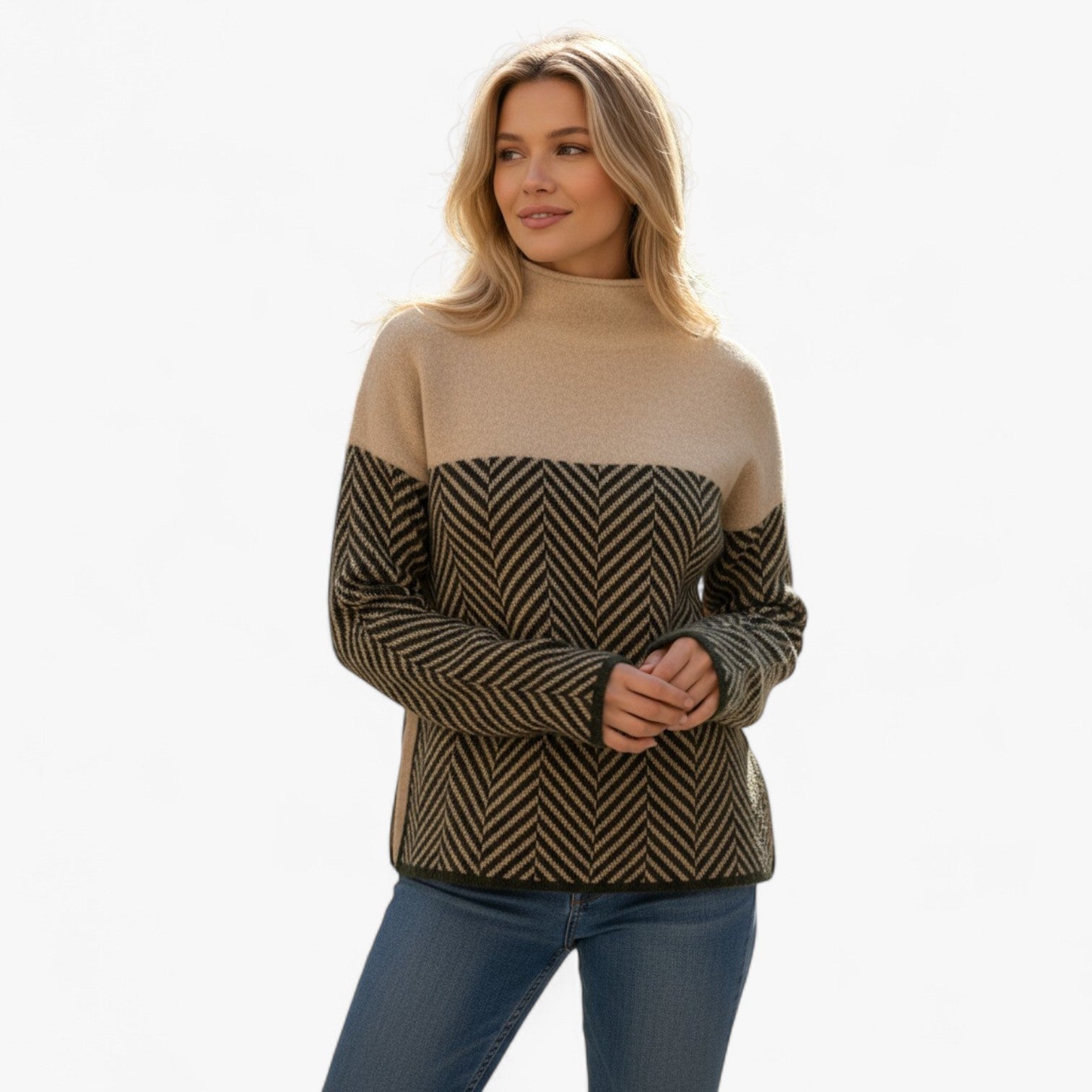 Zela Damski Sweter – Wysoki Kołnierz i Nowoczesny Styl 4