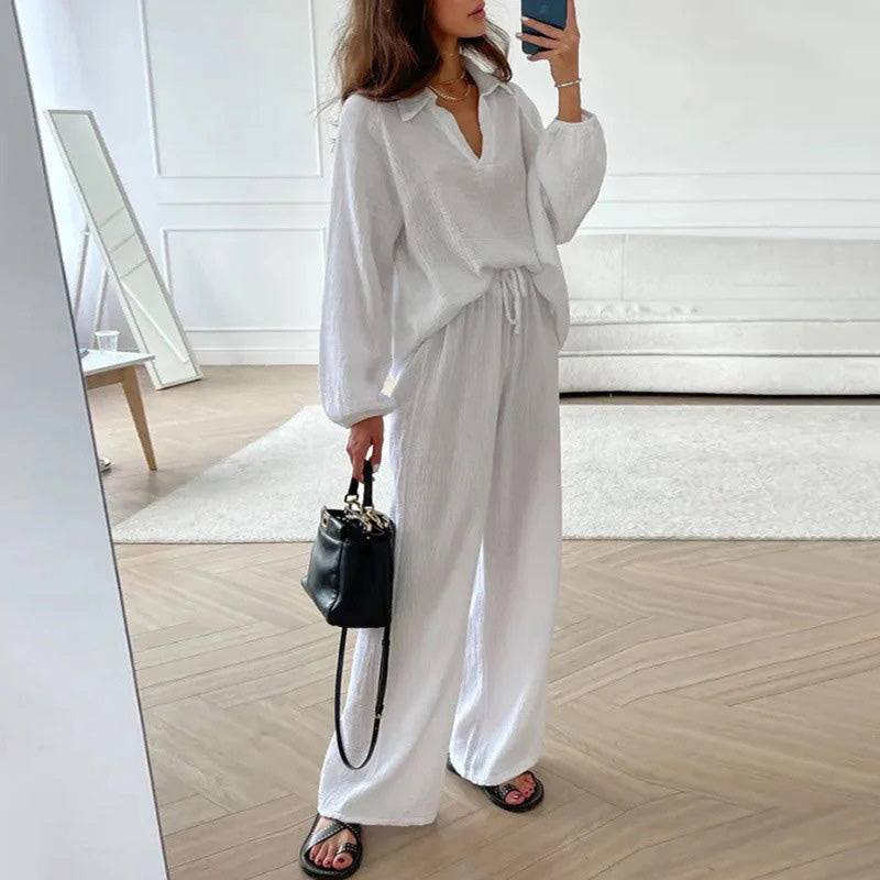 Zestaw Casualowy – Elegancki Top i Luźne Spodnie na Co Dzień 1