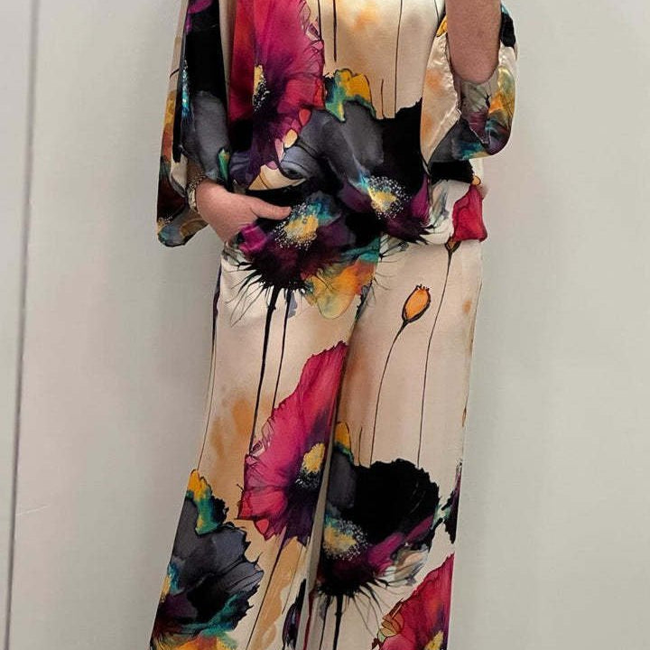 Damska Zestaw z Szerokimi Nogawkami | Artystyczny Wzór