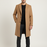 Płaszcz Męski - Wełniany Elegancki Długi Klasyczny