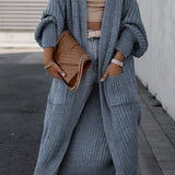 Damska Długi Kardigan | Otwarty Przód z Kieszeniami