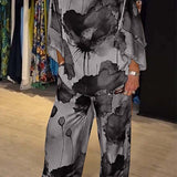 Damska Zestaw z Szerokimi Nogawkami | Artystyczny Wzór