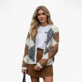 Sweter Damski - Przytulny Kratka Każdą Okazję
