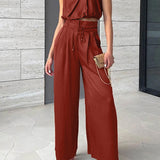 Zestaw damska z halterem i szerokimi spodniami | Dwa elementy