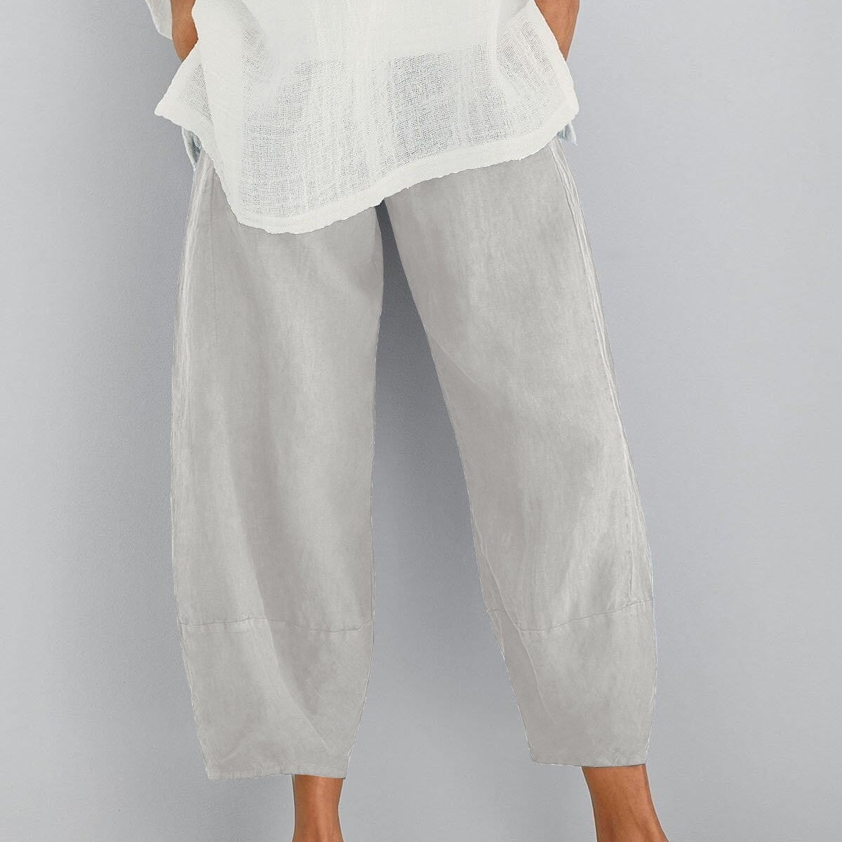 Damska Luźne Spodnie 3/4 | Szeroka Nogawka