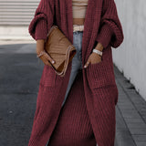 Damska Długi Kardigan | Otwarty Przód z Kieszeniami