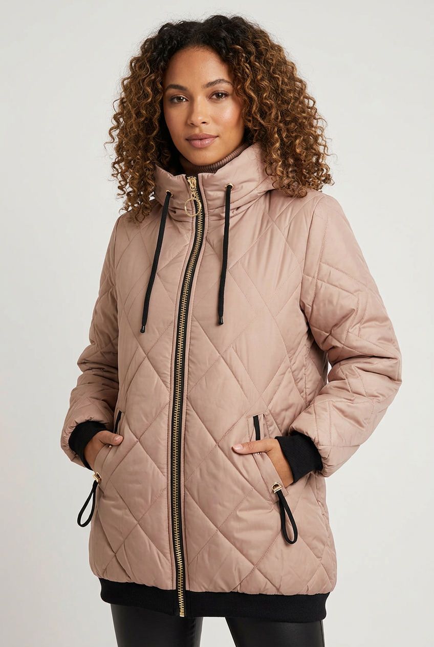 Płaszcz Damski – Stylowy Parka Ciepły Golf Wygodny Zamek
