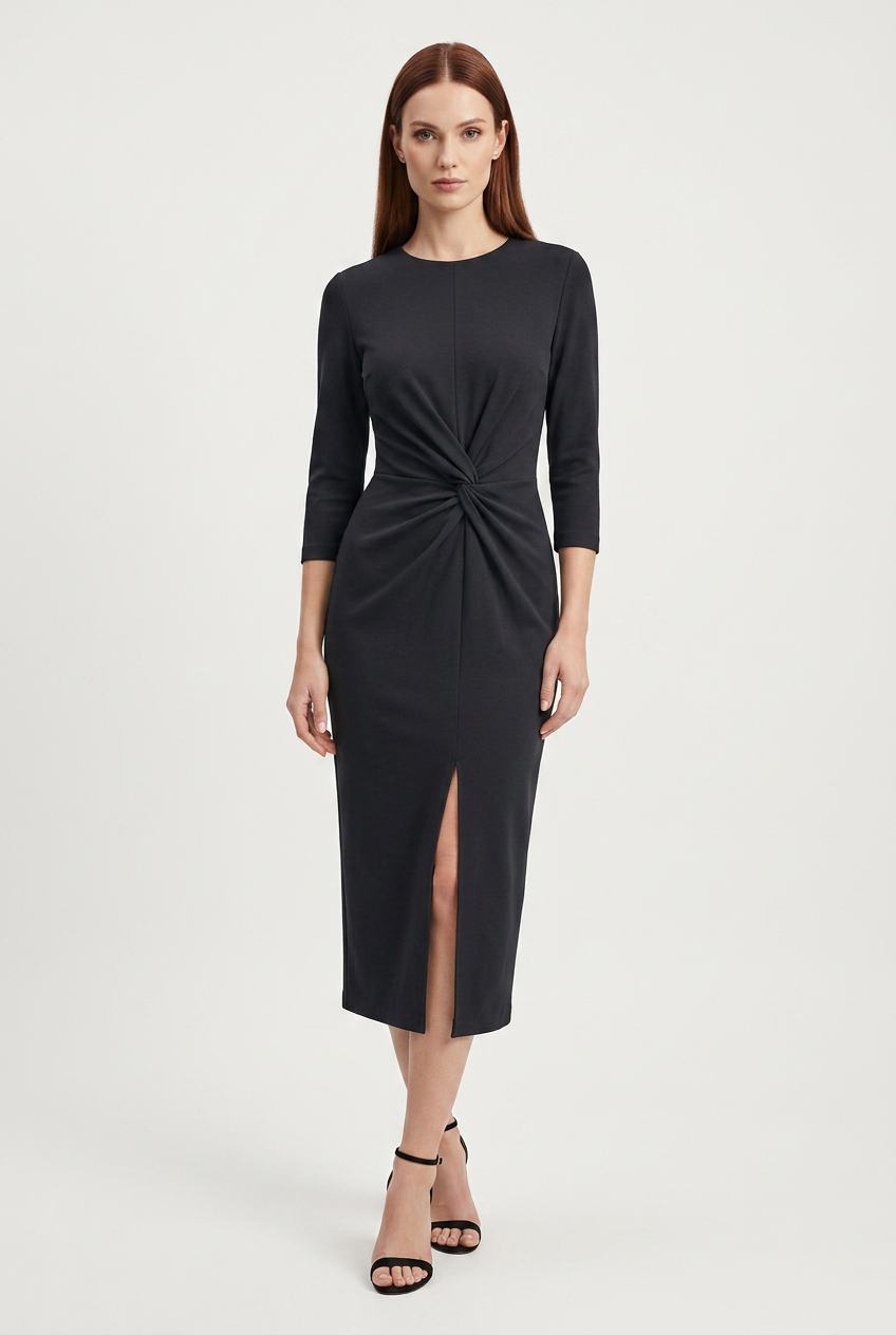 Sukienka Damska – Elegancka Midi Rozcięciem Uroczystości