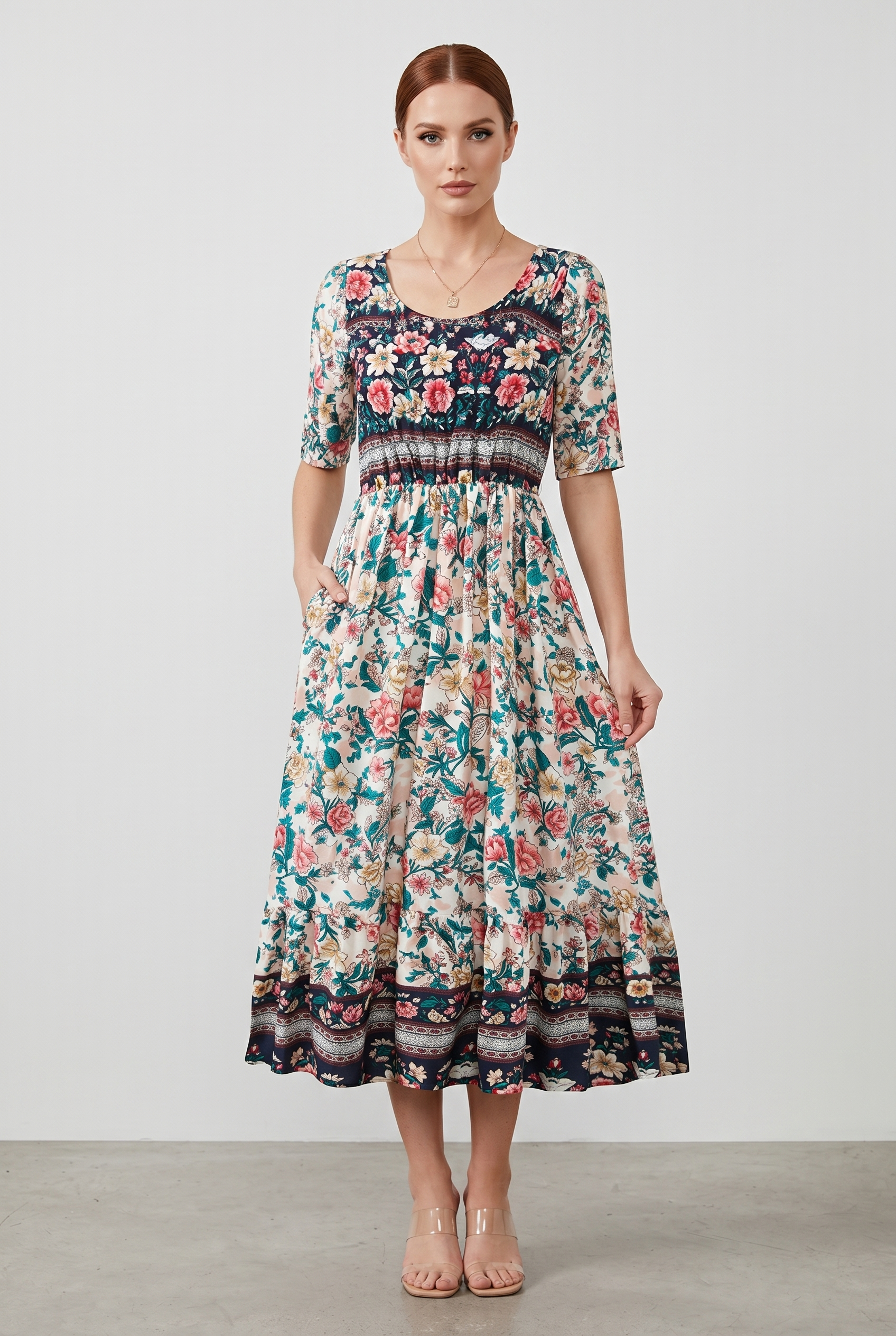Sukienka Damska - Elegancki Boho Print Komfort Każdą