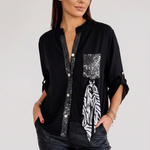 Top Damski - Patchwork z Cekinami, Elegancki