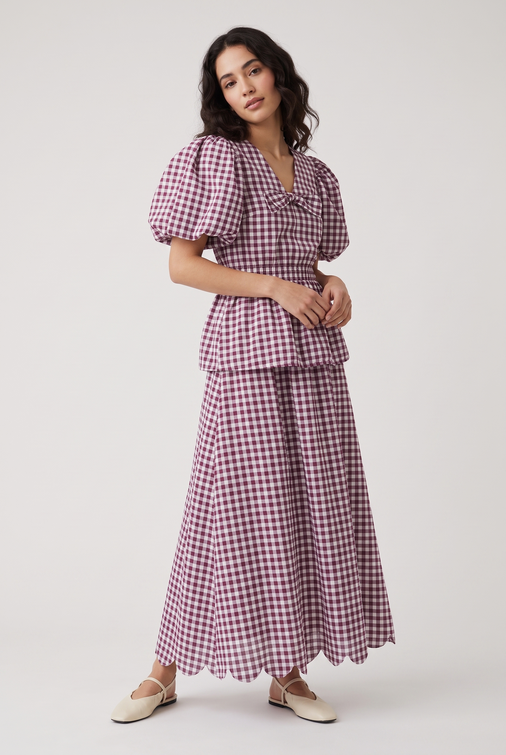Sukienka letnia maxi w kratę vichy