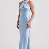 Sukienka Maxi – Elegancki Dekolt Halter na Wesele i Uroczystości