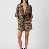 Sukienka Mini – Wiązany z Długim Rękawem Stylowy Kopertowy