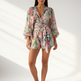 Komplet Damski Kopertowy – Elegancki Zestaw z Paskiem Długi Rękaw Stylowy