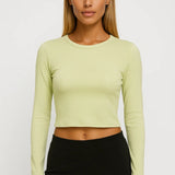 Top Damski - Crop Obcisły z Długimi Rękawami Casual