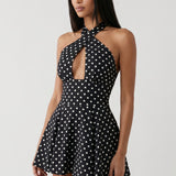 Sukienka Damska - Elegancka Bodycon Wycięciem Wzorem Kropki