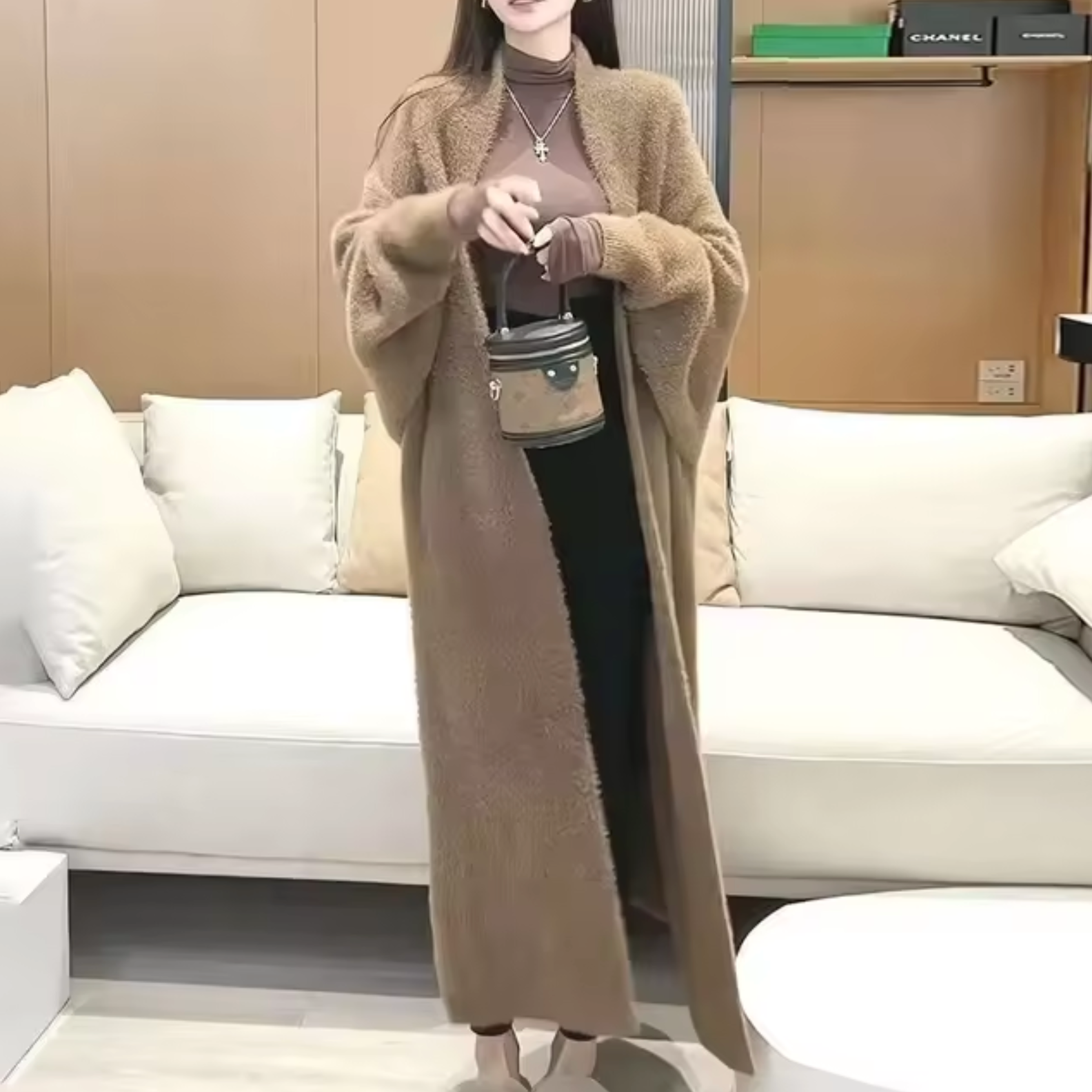 Damska Długi Sweter Kardigan | Ponadgabarytowy